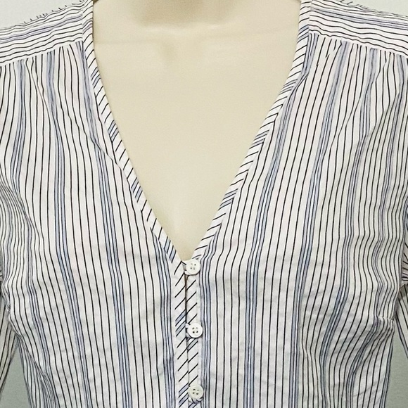 Veronica Beard Pismo Blouse White Navy Blue Stripe Coastal Nautical - Picture 9 of 14